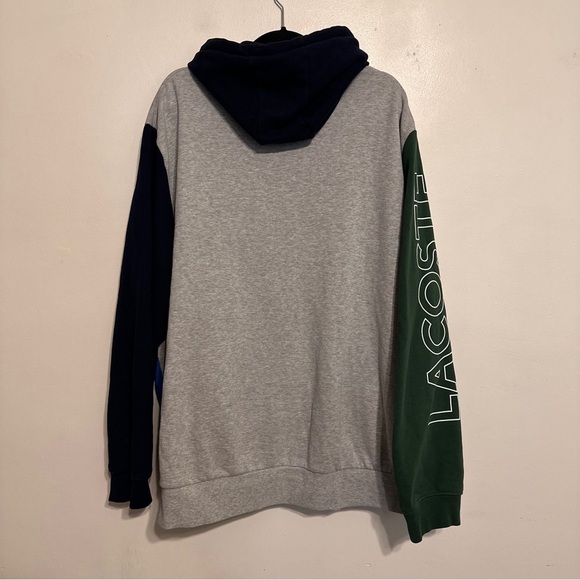 Lacoste Men’s Color-block Zippered Fleece Hoodie Sweatshirt size 4XL Green Blue - Picture 9 of 9
